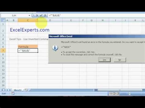 Excel inverted commas formulas