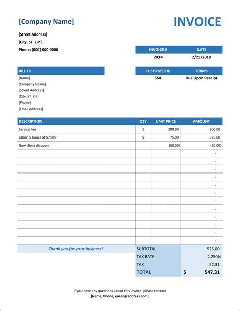 Excel invoice template