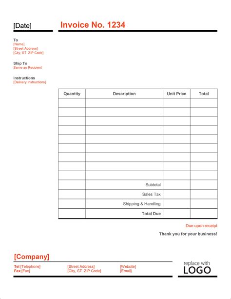 Free Excel Invoice Template