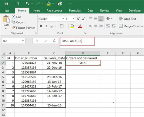 Excel ISBLANK Function