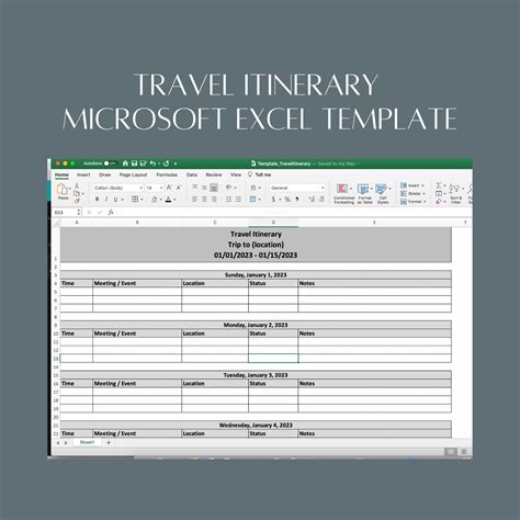 Excel Itinerary Template