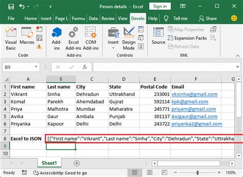 Excel JSON Function