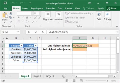 Excel LARGE and INDEX functions