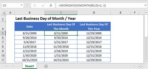 Excel last business day example