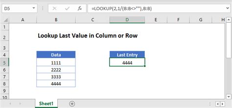 Excel Last Value Column Lookup