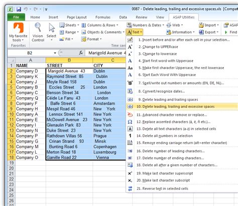 Excel Leading Trailing Spaces