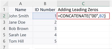 Excel Leading Zeros Concatenate Function