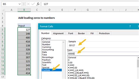 Excel Leading Zeros Custom Number Format