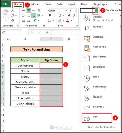 Excel Leading Zeros Method 2