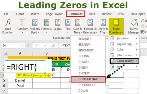 Excel Leading Zeros Method 5