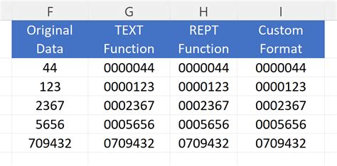 Excel Leading Zeros Rept Function