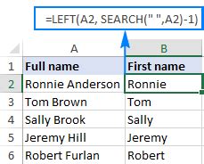 Excel LEFT and FIND Functions