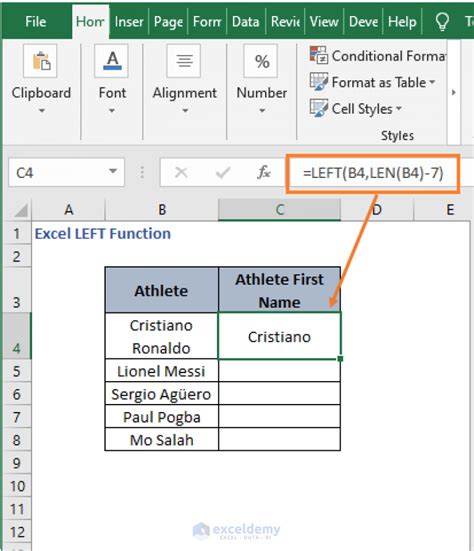 Practical examples of using the LEFT function