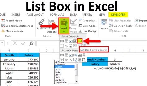 Excel List Box Example