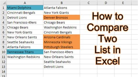 Excel List Comparison Methods