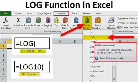 LOG function in Excel