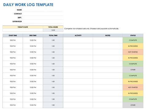 Excel Log Sheet