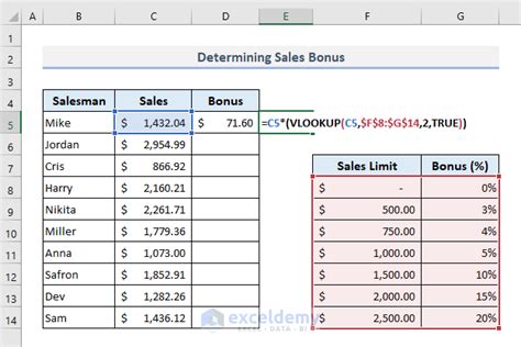 Excel lookup within range example