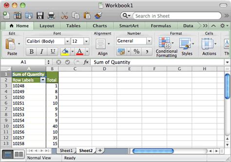 Excel for Mac Pivot Tables