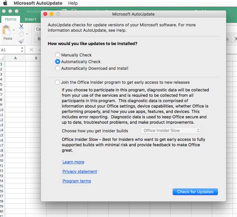 Excel Mac Update Issue