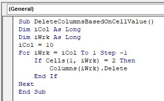 Excel Macro Delete Columns