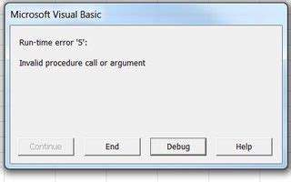 Excel Macro Error 5