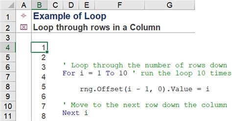 Looping through rows in Excel macro example 3