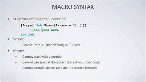 Excel Macro Syntax