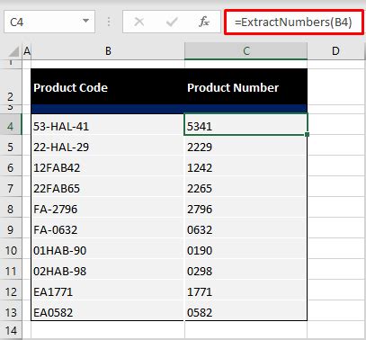 Excel macros for extracting numbers