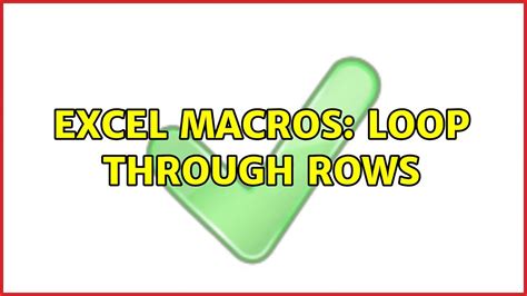 Looping through rows in Excel macros