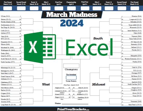 Excel March Madness Bracket