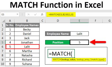 Excel Match Formula with IF