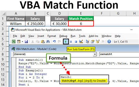 Excel Match Formula with VBA