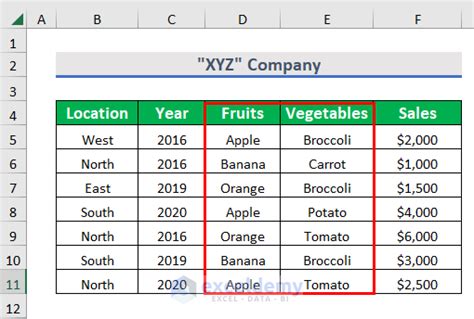 Excel Match Multiple Columns Example 3