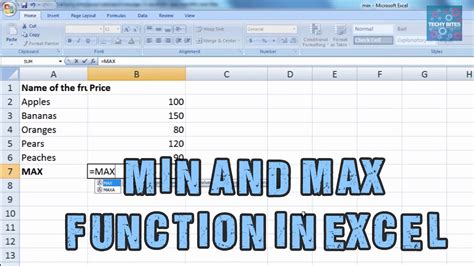 Using the MAX and MIN Functions in Excel