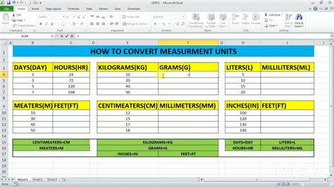 Excel measurement conversion