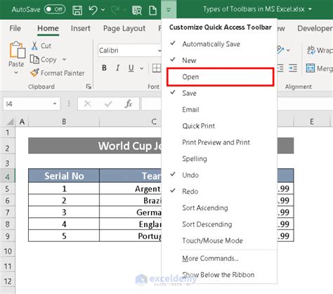 Excel Menu Bar Options Image 4