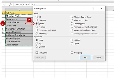 Merging Columns in Excel