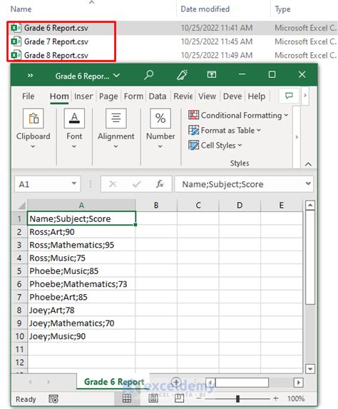 Excel merge CSV files