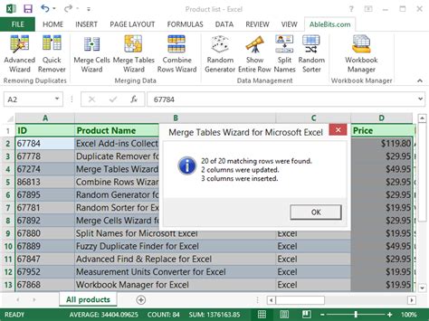 Excel Merge Tables Wizard