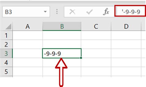 Excel minus sign