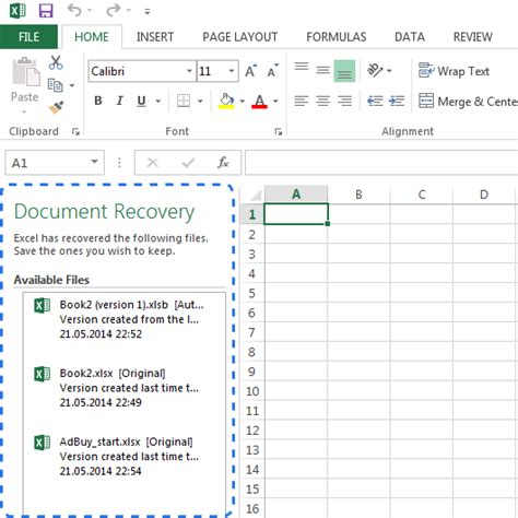 Excel Missing Column Recovery