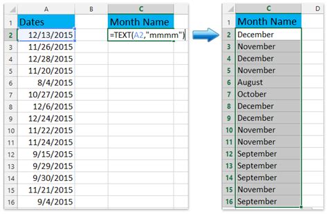 Excel Month Name Format