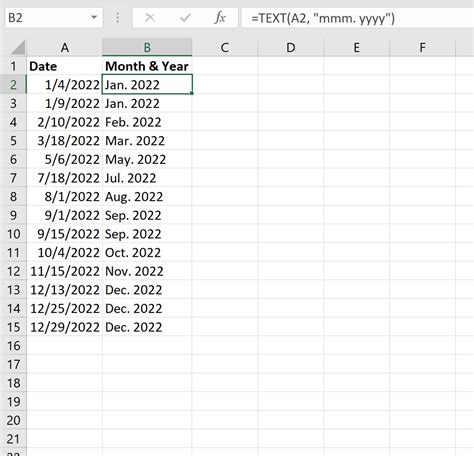 Months and Years in Excel