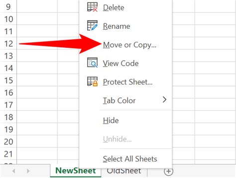 Excel Move or Copy