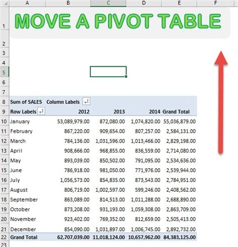 Excel move PivotTable