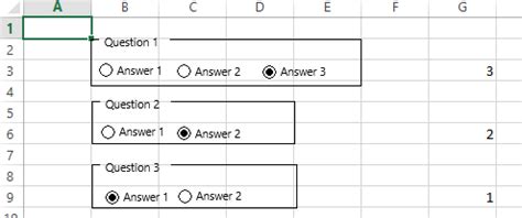 Multiple Choice Boxes in Excel Example 2