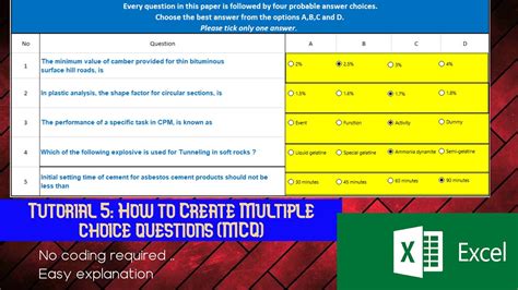 Multiple Choice Boxes in Excel Example 4