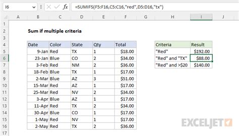 Excel Multiple Criteria Rows