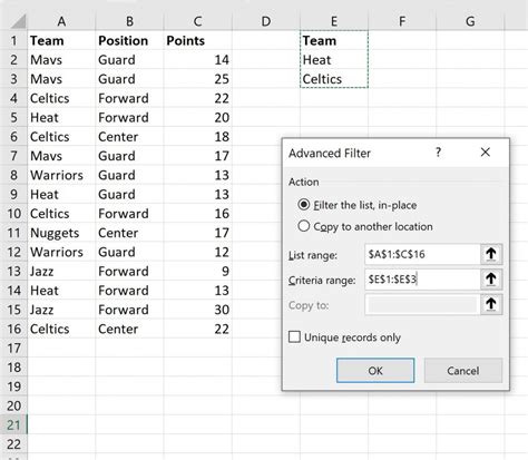 Excel Multiple Filters